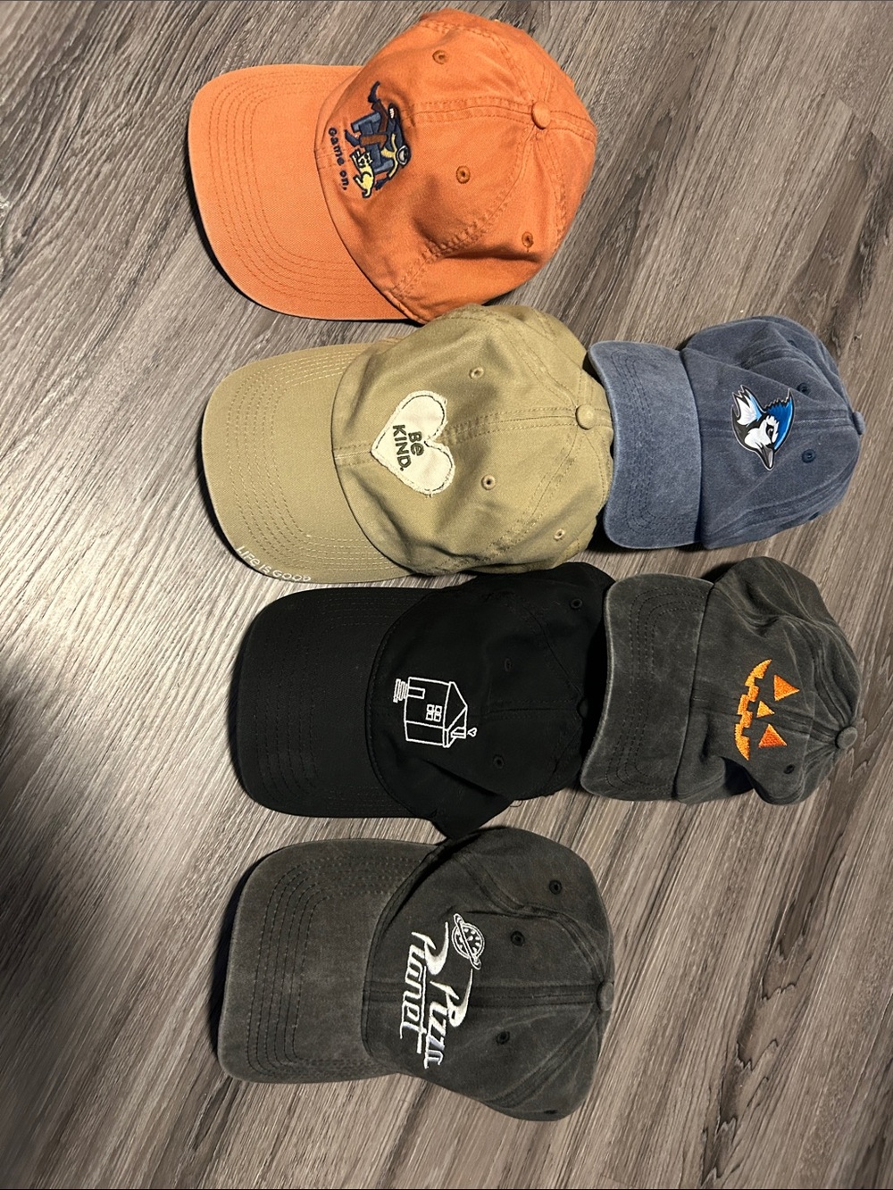 Assorted womens/mens Baseball Caps - Orange, Khaki, Blue, Black, Charcoal